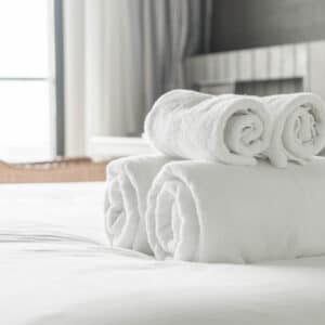 Ręcznik hotelowy biały frotte 50 cm x 100 cm podwójna pętelka pranie 95 stopni OEKO-TEX