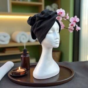 Turban na głowę sauna - spa ,nakrycie głowy czarna frota